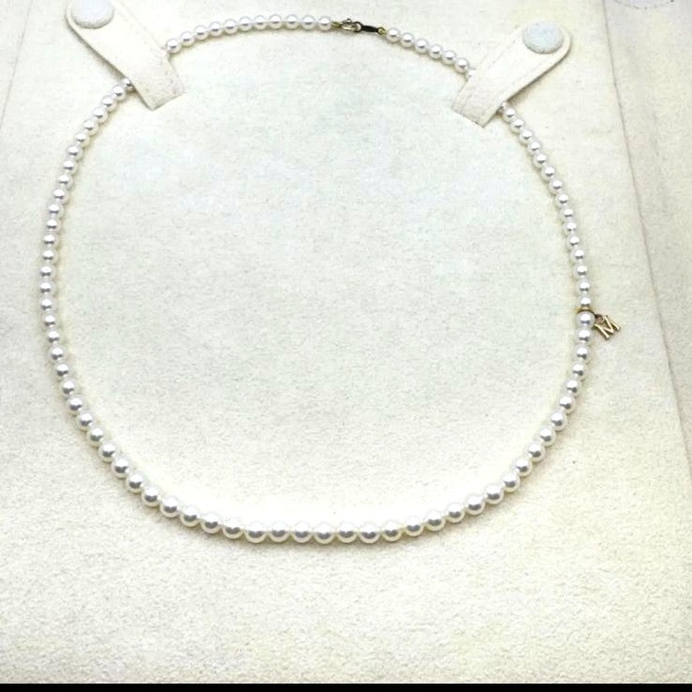 Mikimoto Baby Pearl Necklace with white pearls and K18 gold clasp, 41 cm length, simple elegant design
