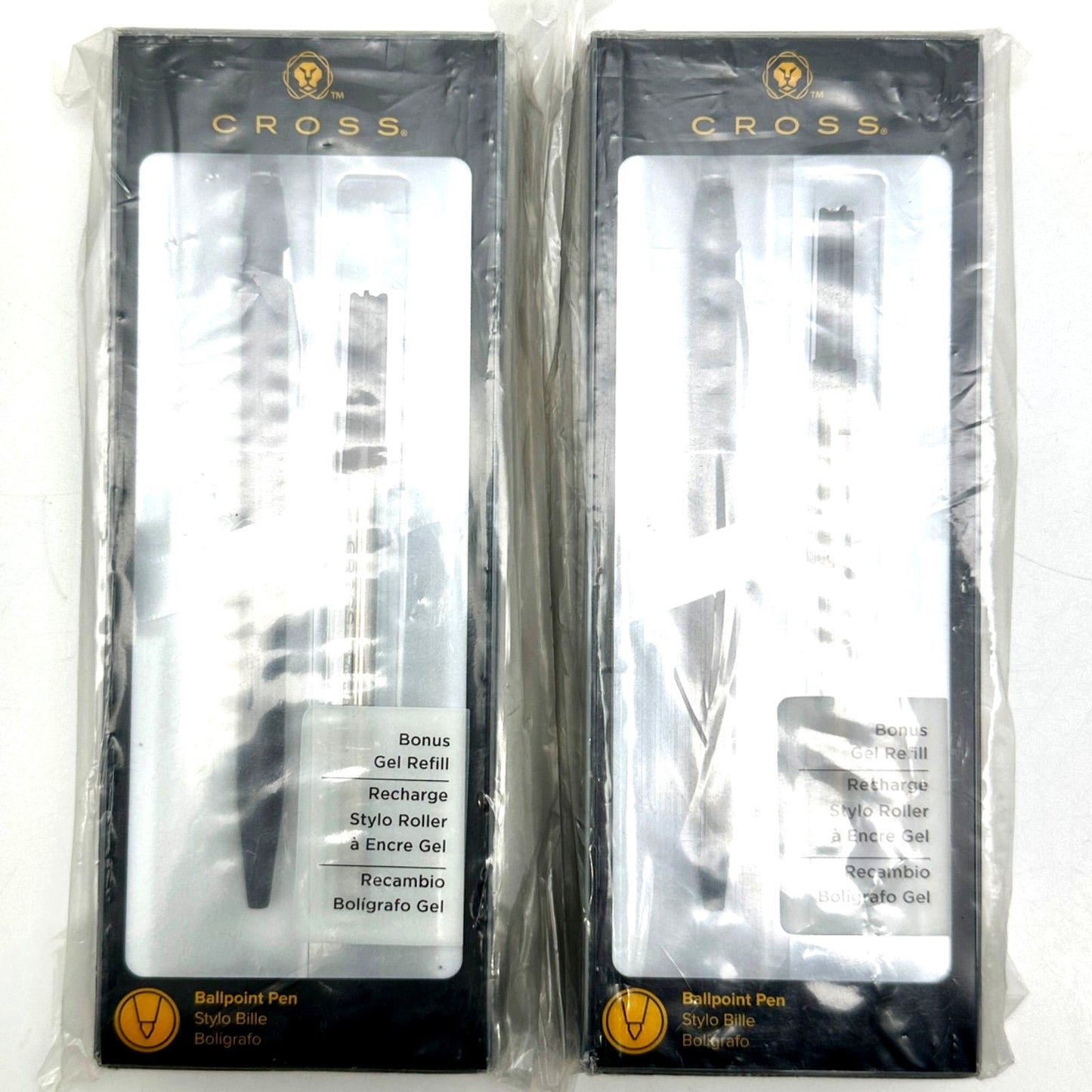 Cross Ballpoint Pen Set two satin black click pens model AT0622S-102 with box