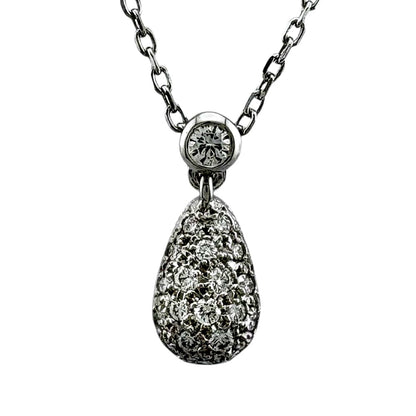 Mikimoto 18K white gold drop necklace with diamond for ladies, silver color, weighing 3.2 grams