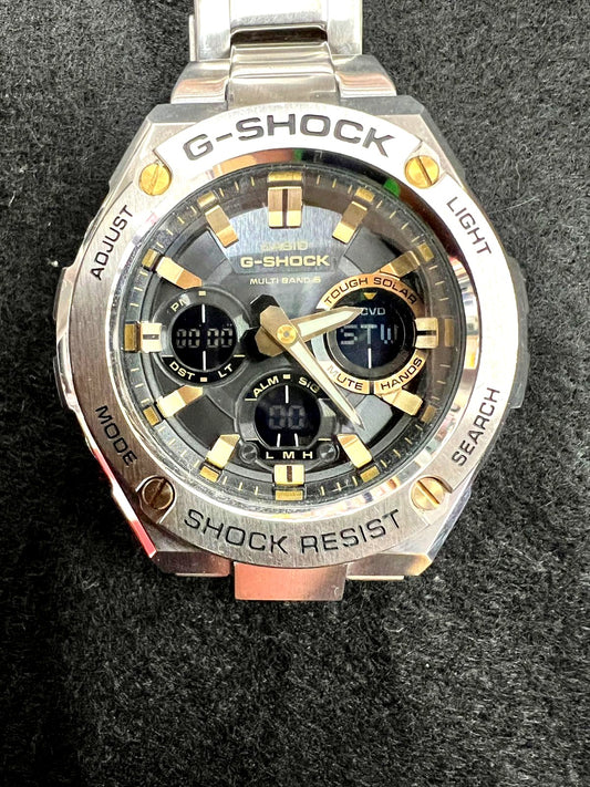 Casio G-Shock GST-W110D-1A9JF Solar Radio Wave Watch with stainless steel band and bezel