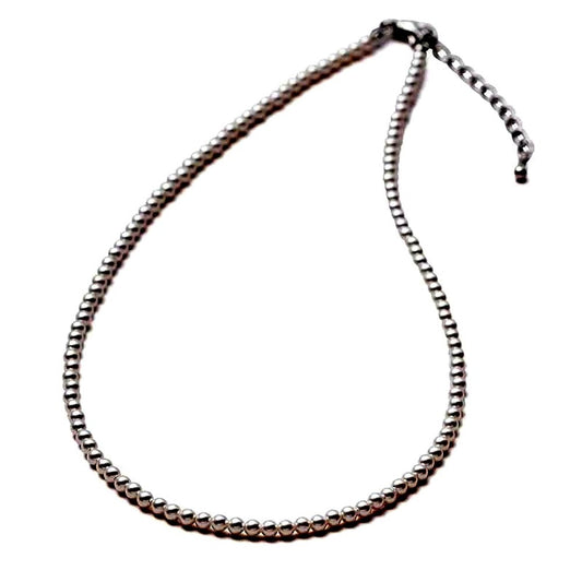 Baby pearl necklace with 3mm white pearls and silver chain, 41cm length with 5cm adjustable extension