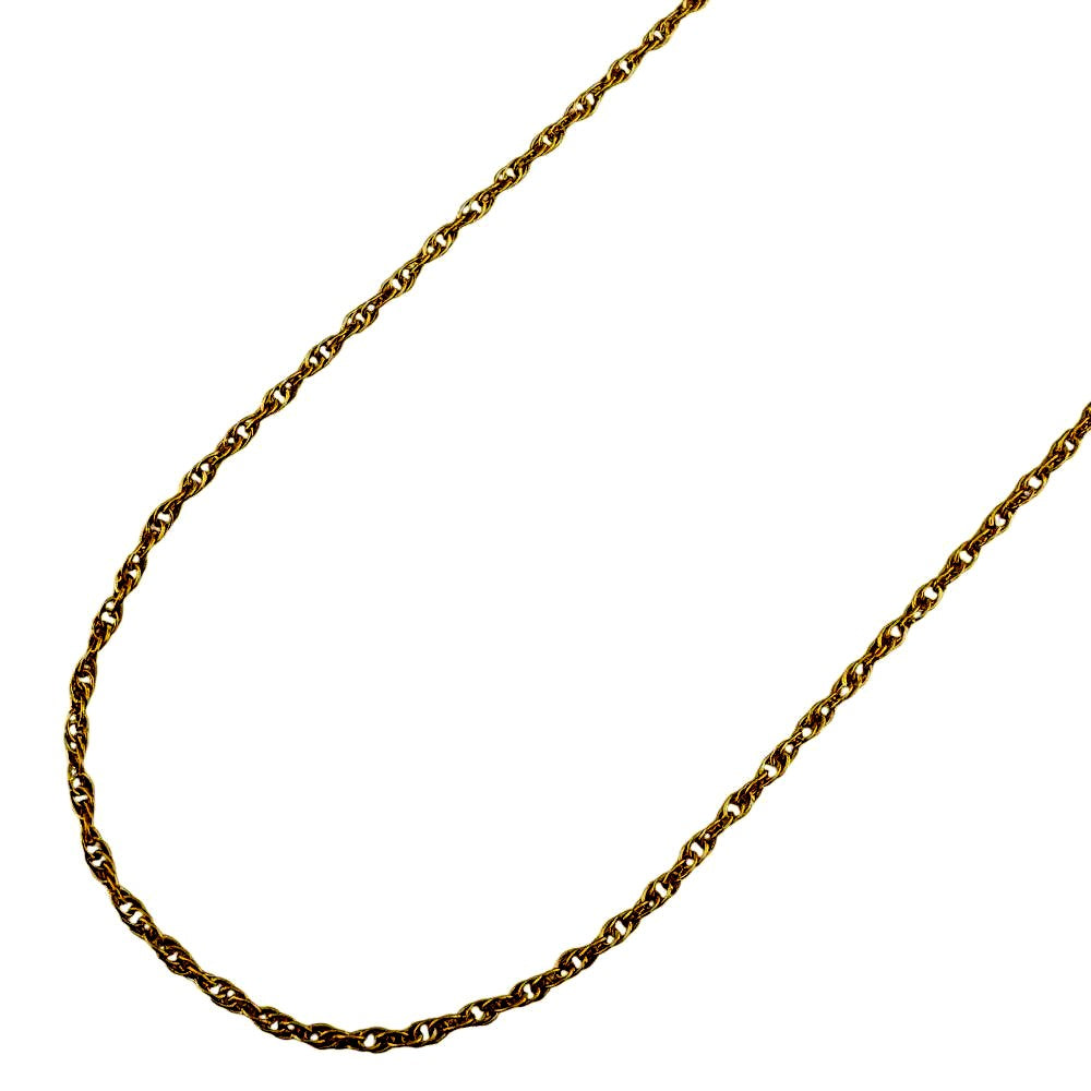 Mikimoto 18K yellow gold ladies chain necklace weighing 2.9g, made in Japan, shown on white background