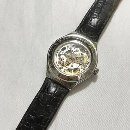 swatch Irony Automatic Skeleton Silver Black Men's — Japanese