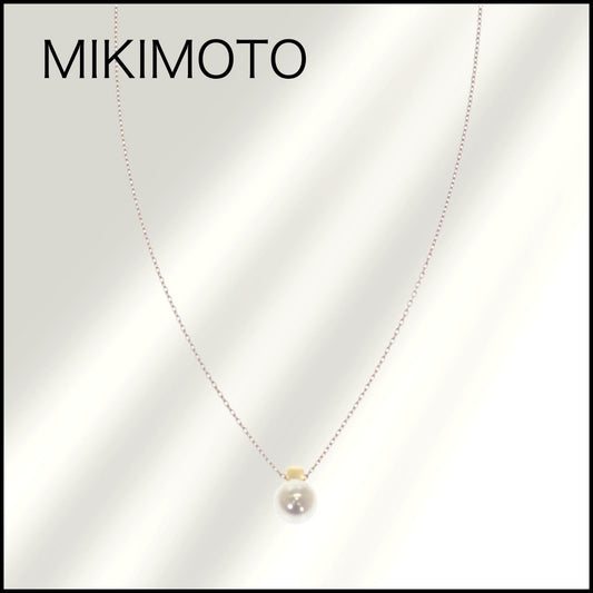 Mikimoto PP-20567K necklace featuring 7mm Akoya pearl pendant on 18K yellow gold 43 cm chain