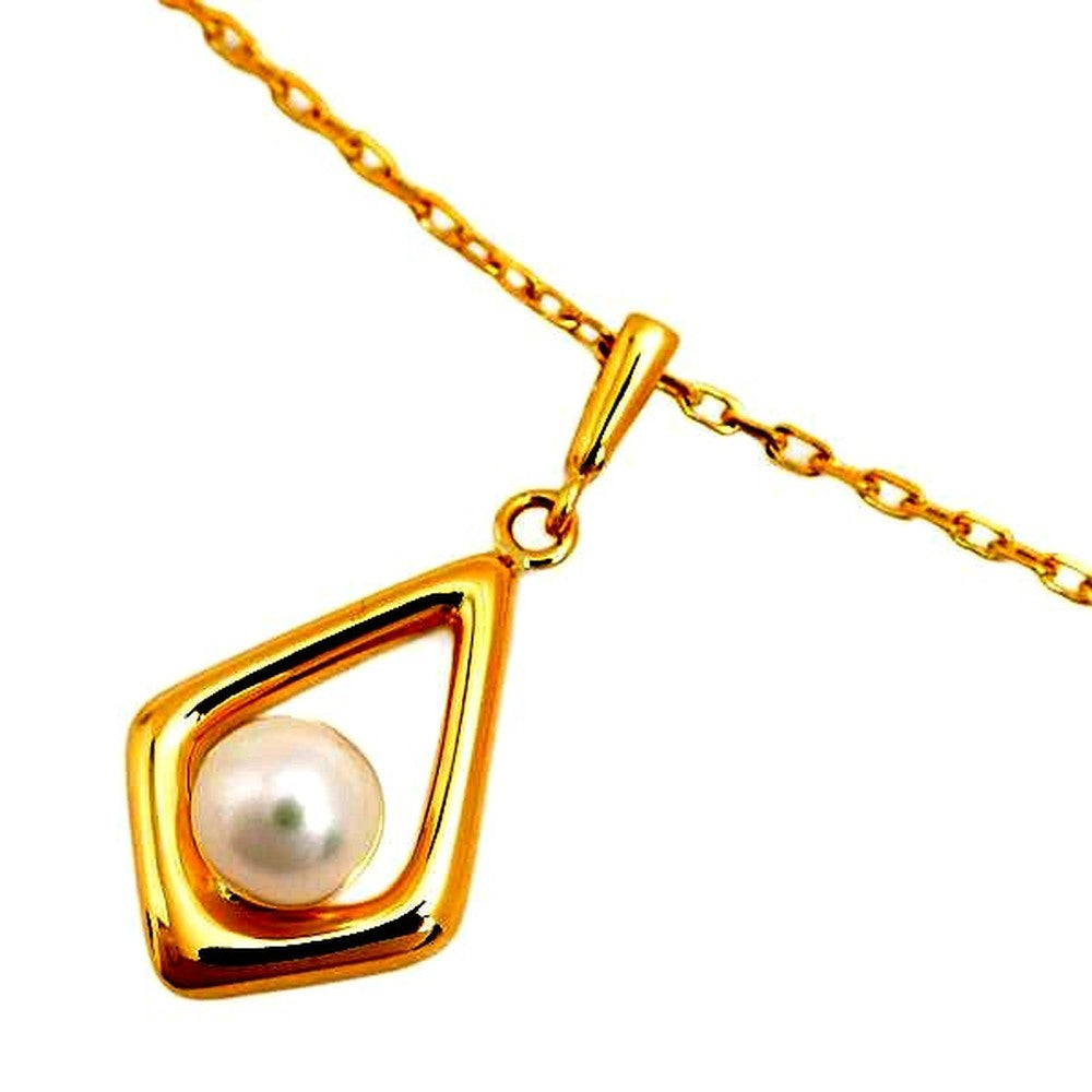 Mikimoto Square Charm Pearl Necklace with 4.8mm pearl on 40cm K18 gold chain