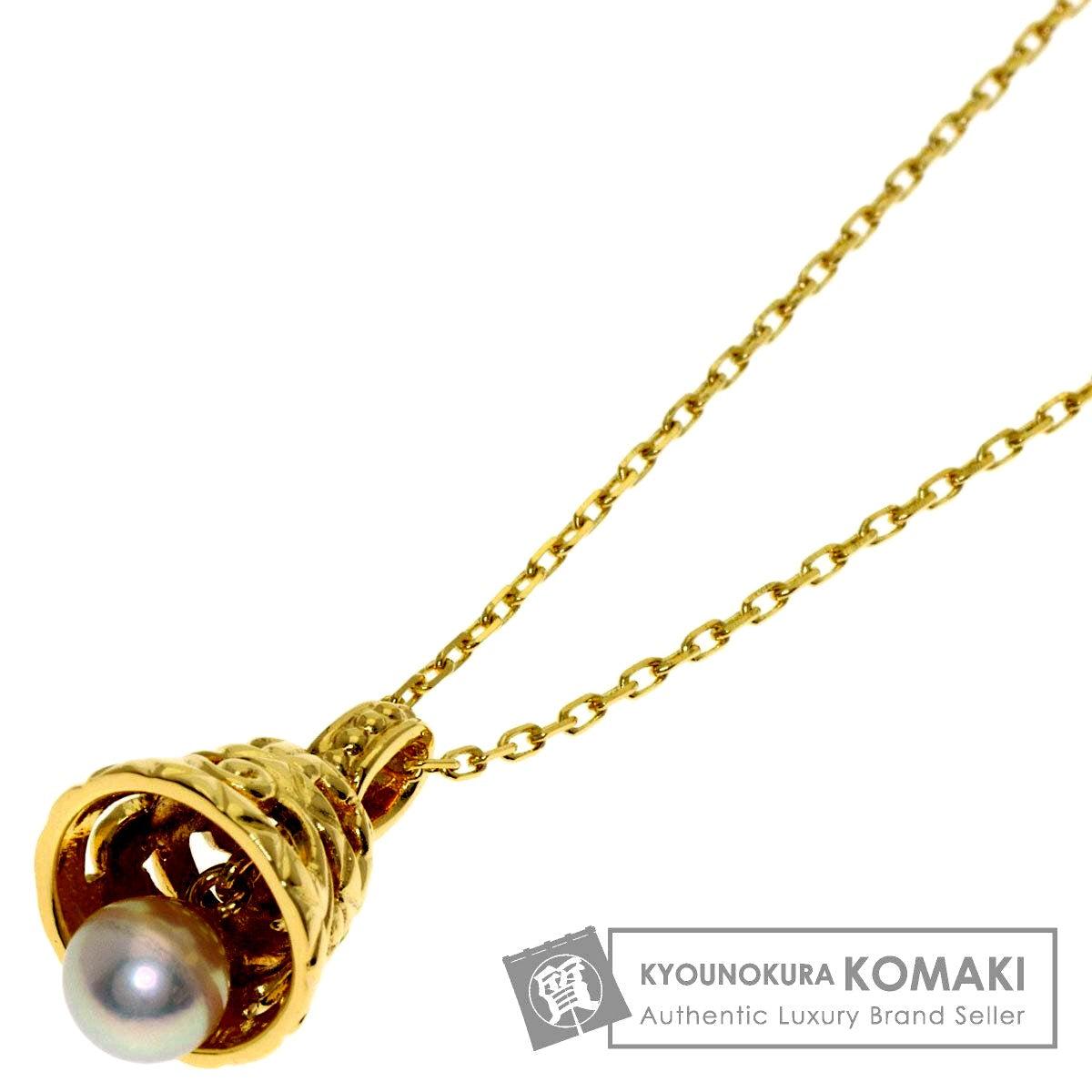 MIKIMOTO Bell Motif Pearl Necklace with 5.2mm pearl on 40cm K18 yellow gold chain for ladies