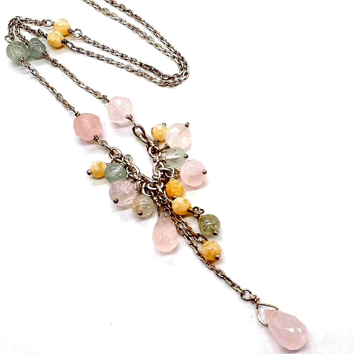 Agete silver necklace featuring a Cauldron stone pendant on a 37 cm adjustable chain