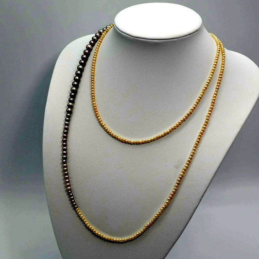 Agete K10 Pearl Long Necklace 25-2801 featuring delicate pearl accents on a fine gold chain