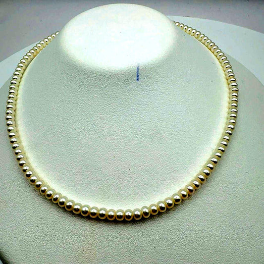 MIKIMOTO freshwater pearl necklace with 3x5mm pearls and K18 gold clasp measuring 42cm in length