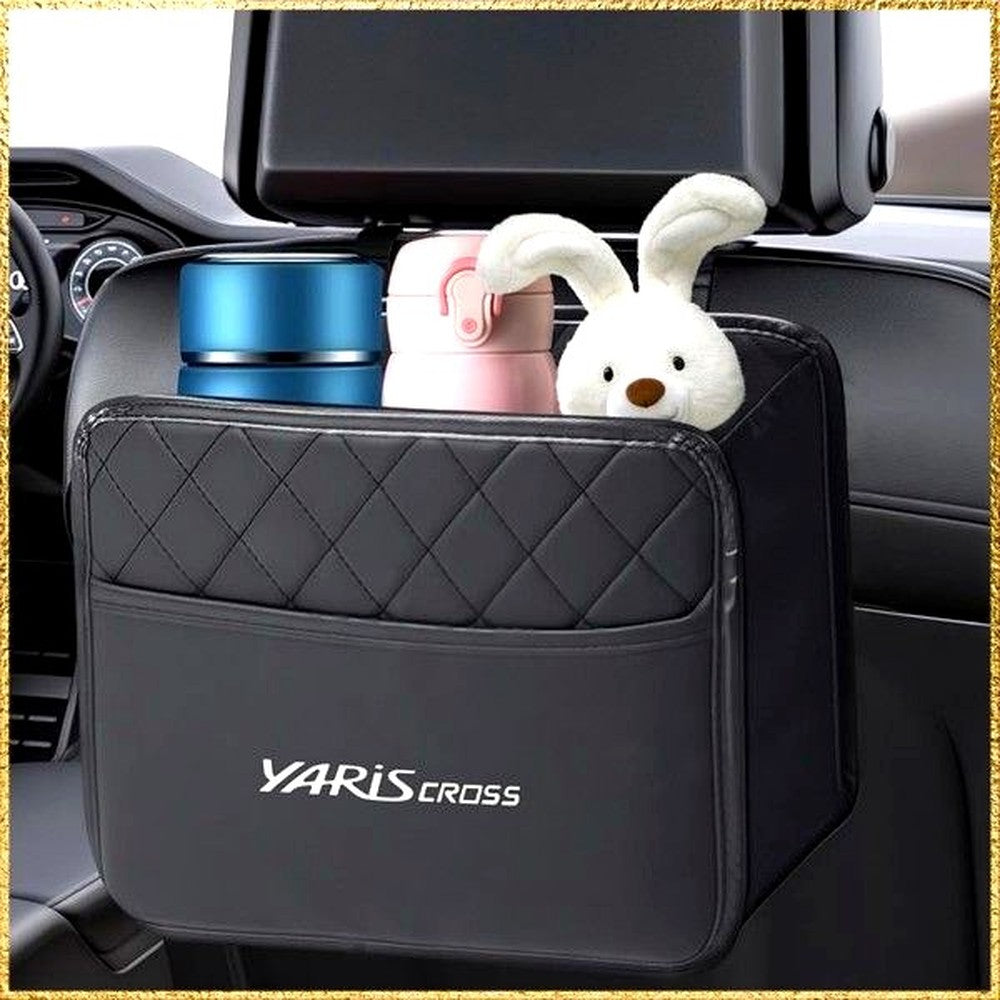 Yaris Cross car storage organizer and hanging bag attached to seat back made of genuine leather