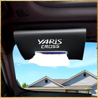 Yaris Cross PU leather hanging tissue holder with exclusive logo for car interior accessories