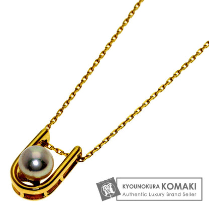 MIKIMOTO ladies pearl necklace with 6mm pearls, gold K18YG chain, 37.5cm length, elegant gold tone