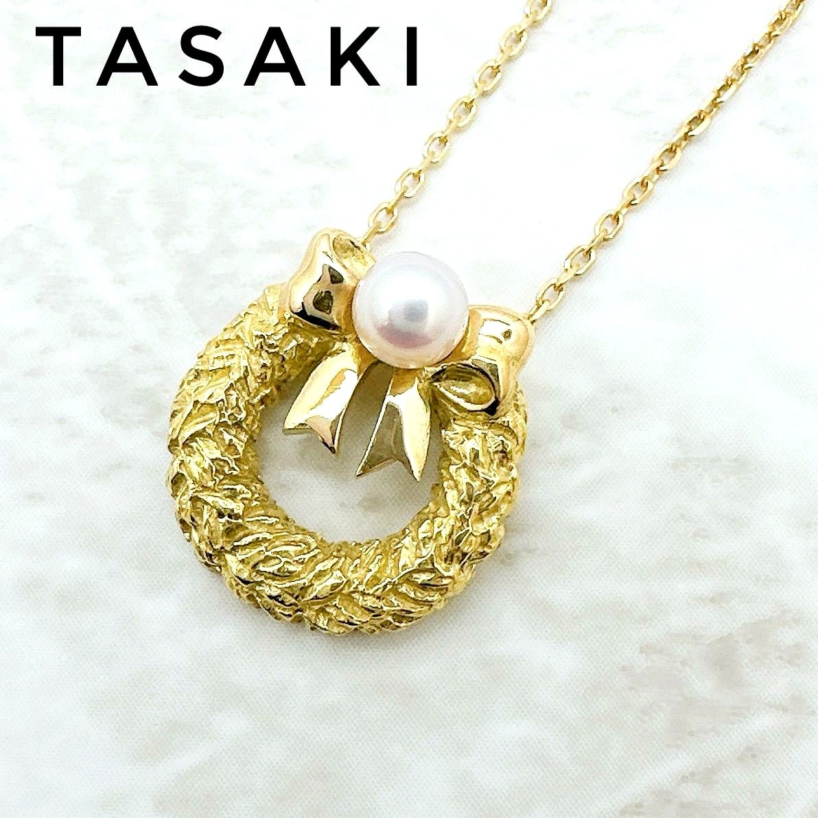 TASAKI yellow gold necklace with 3.9mm pearl pendant, about 40cm length