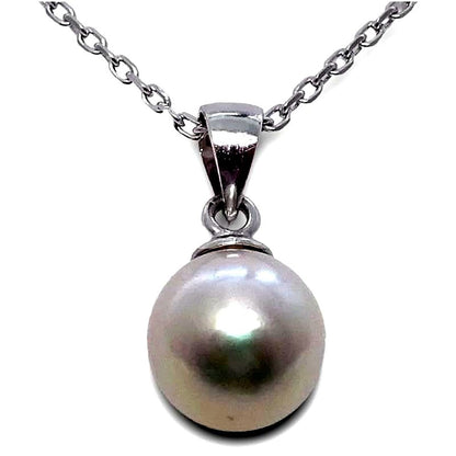 Akoya genuine pearl pendant necklace with 8mm pearl and SILVER925 chain 45cm