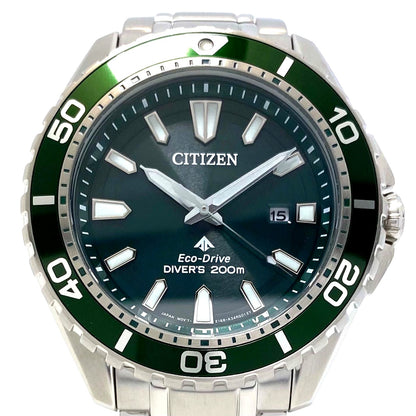 Citizen Promaster Diver BN0156-13W Eco-Drive green dial watch with stainless steel case and date display