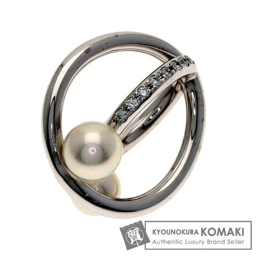 MIKIMOTO pearl and diamond pendant top in white gold K18WG, size approximately 19.8 x 18 x 13.1 mm