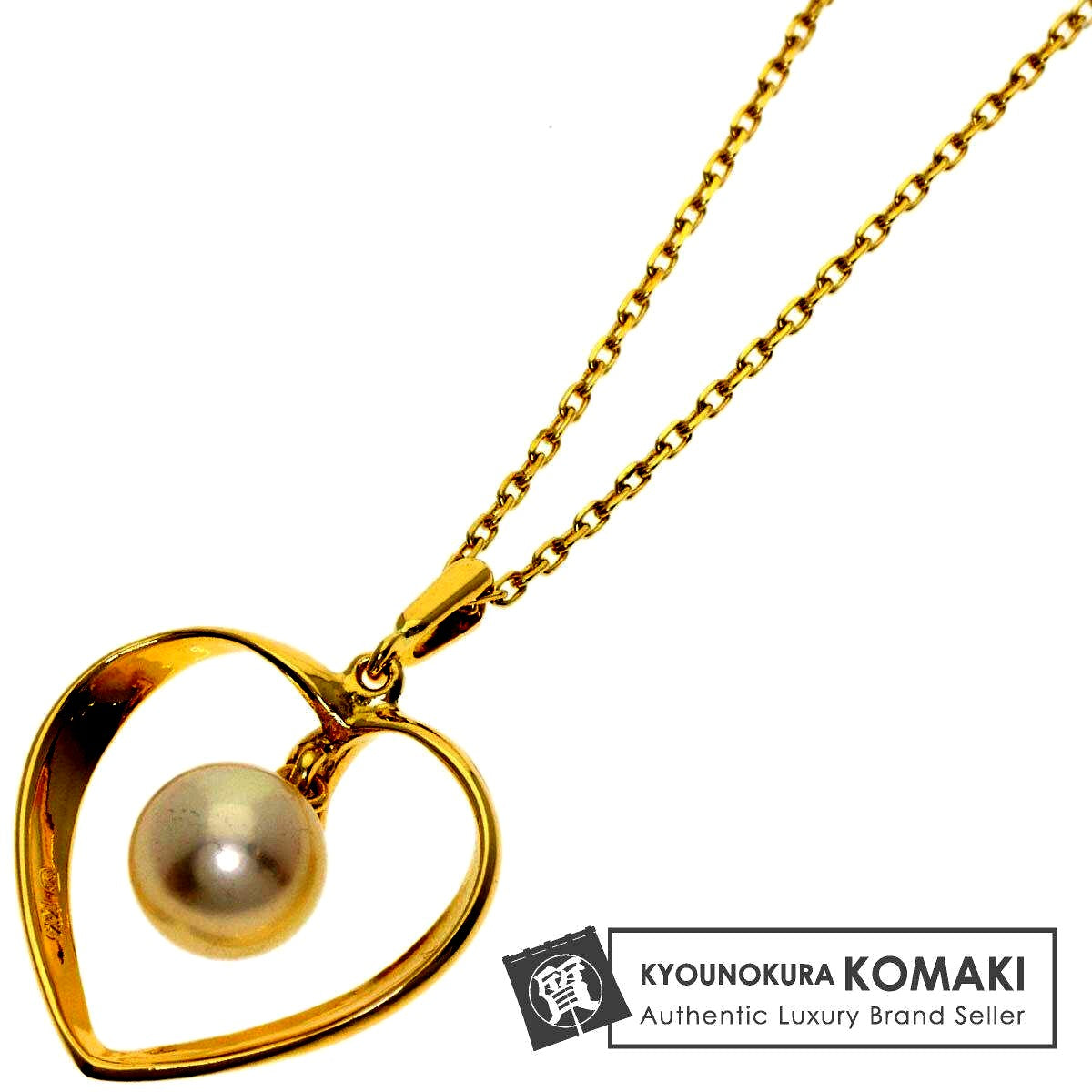 MIKIMOTO Heart Pearl Necklace for women with 7.1mm pearl on 39.5cm K14YG gold chain
