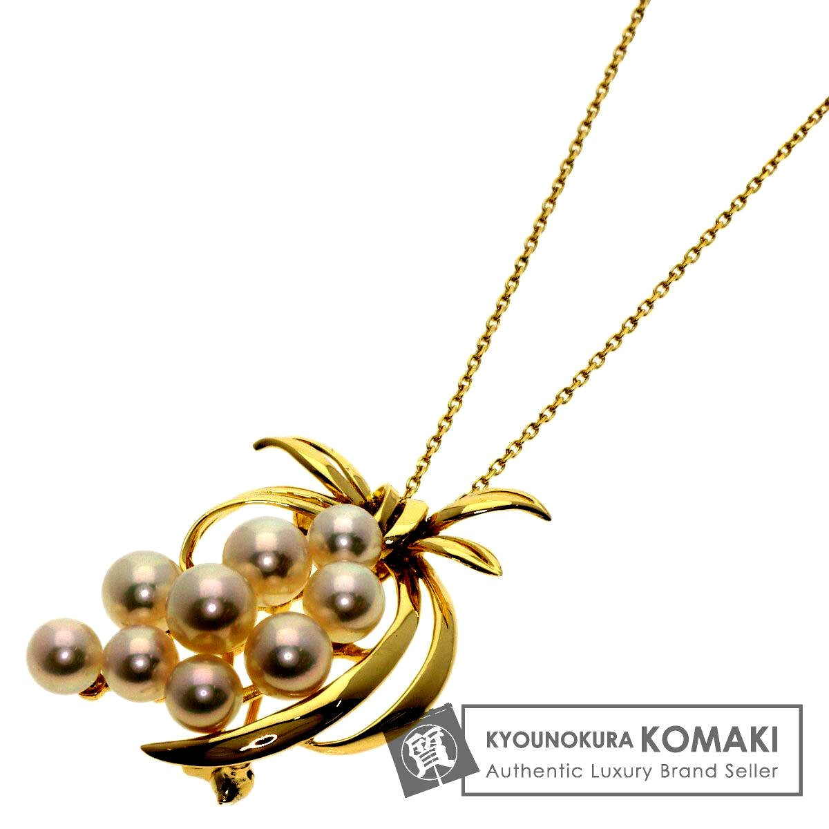 MIKIMOTO Akoya Pearl Necklace with K14YG gold tone chain and pearls 5.9-7.0 mm, elegant ladies jewelry