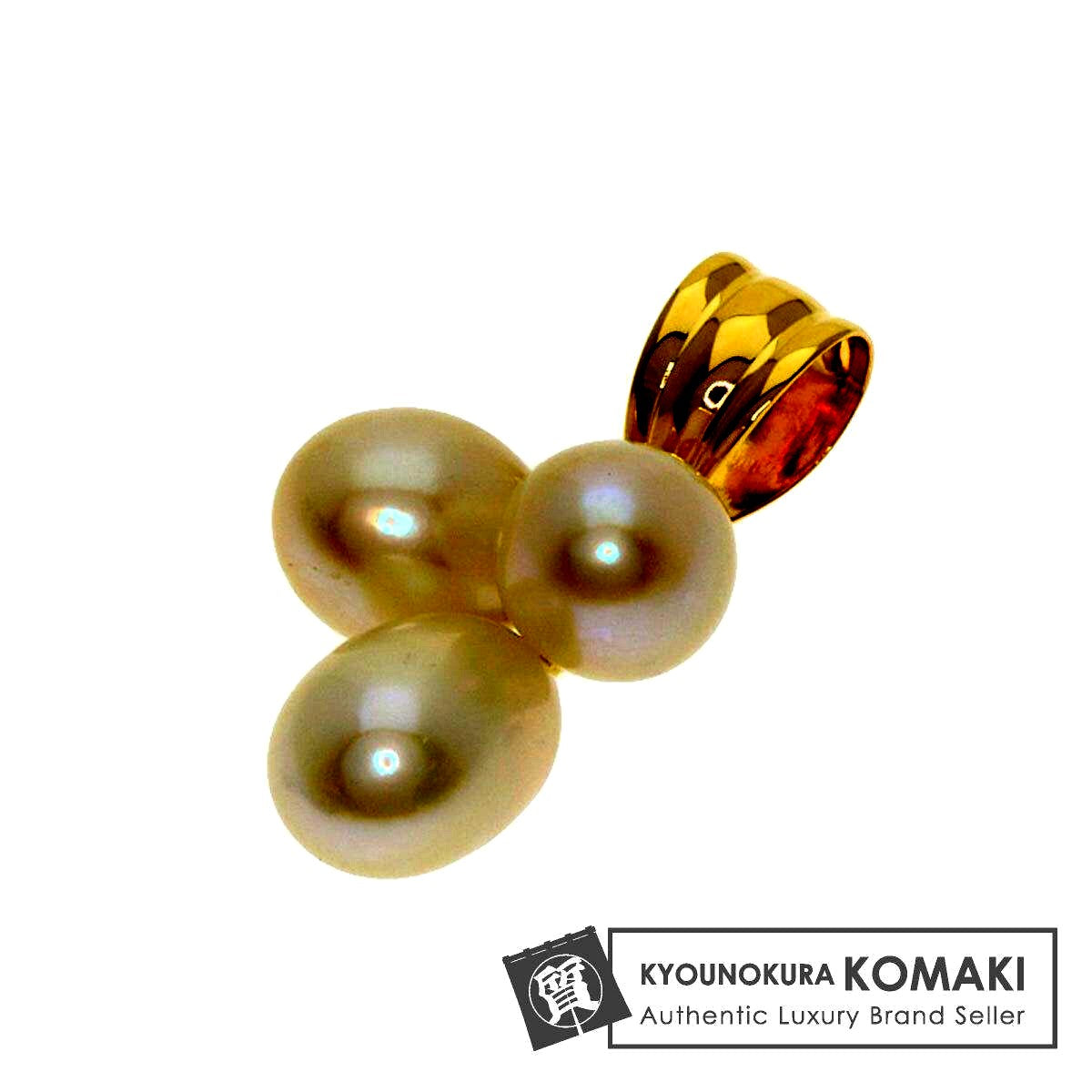 Tasaki pearl pendant top in K18YG gold tone with 5.2mm pearl, 18.9x10.7x7.8mm, lightweight 1.2g