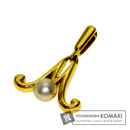 Mikimoto ladies pearl pendant top made of K18 yellow gold with a 3.5mm pearl, size 10.2 x 11.2 x 3.6 mm
