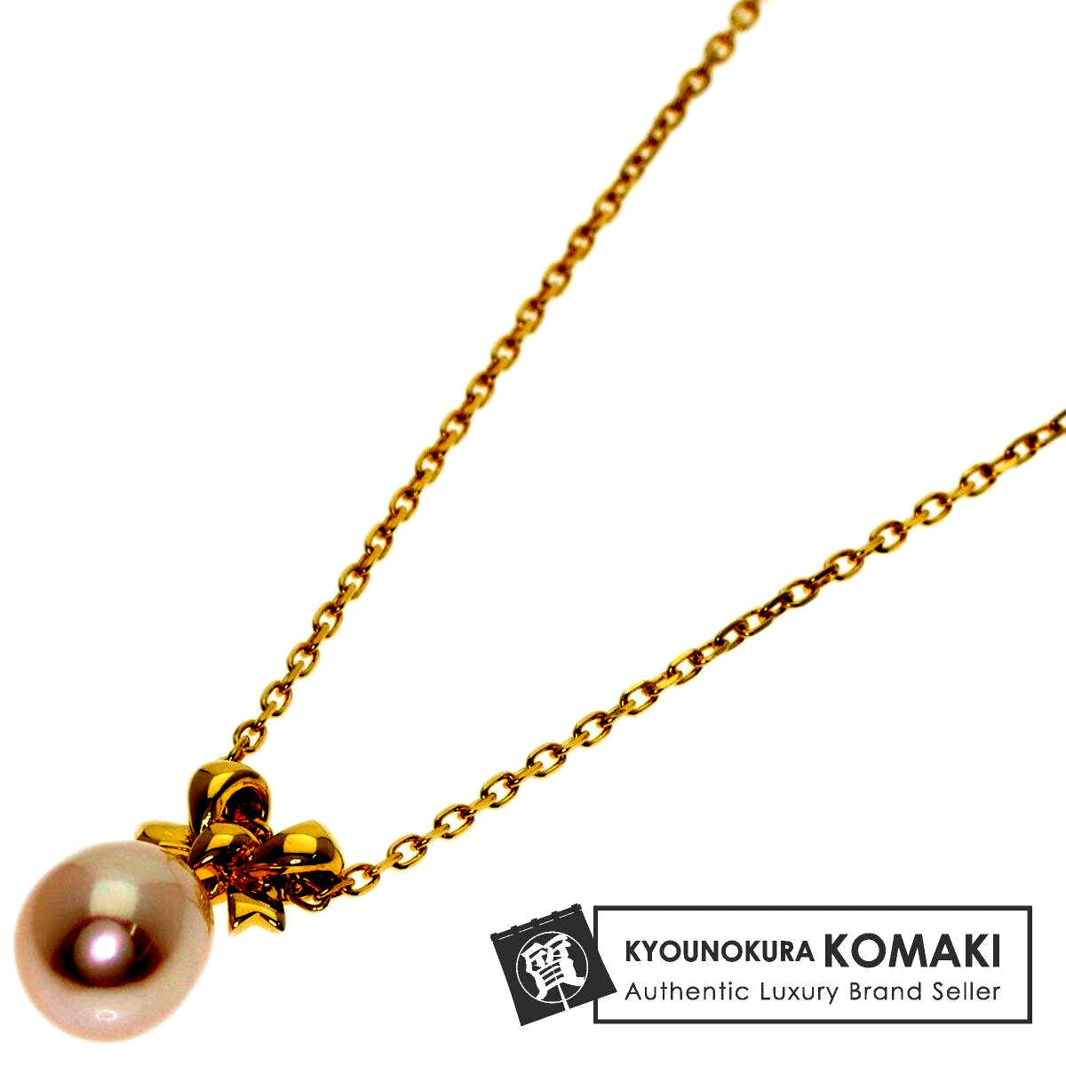 Mikimoto ladies pearl necklace made of K18 yellow gold with 39.5 cm chain length and 1.1 mm width