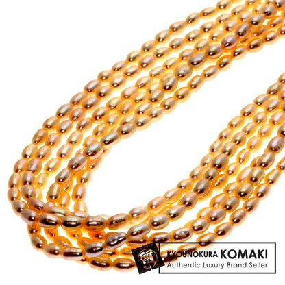 MIKIMOTO 6-row water pearl necklace in yellow gold K18YG with 3.3mm pearls, 41cm chain length for women