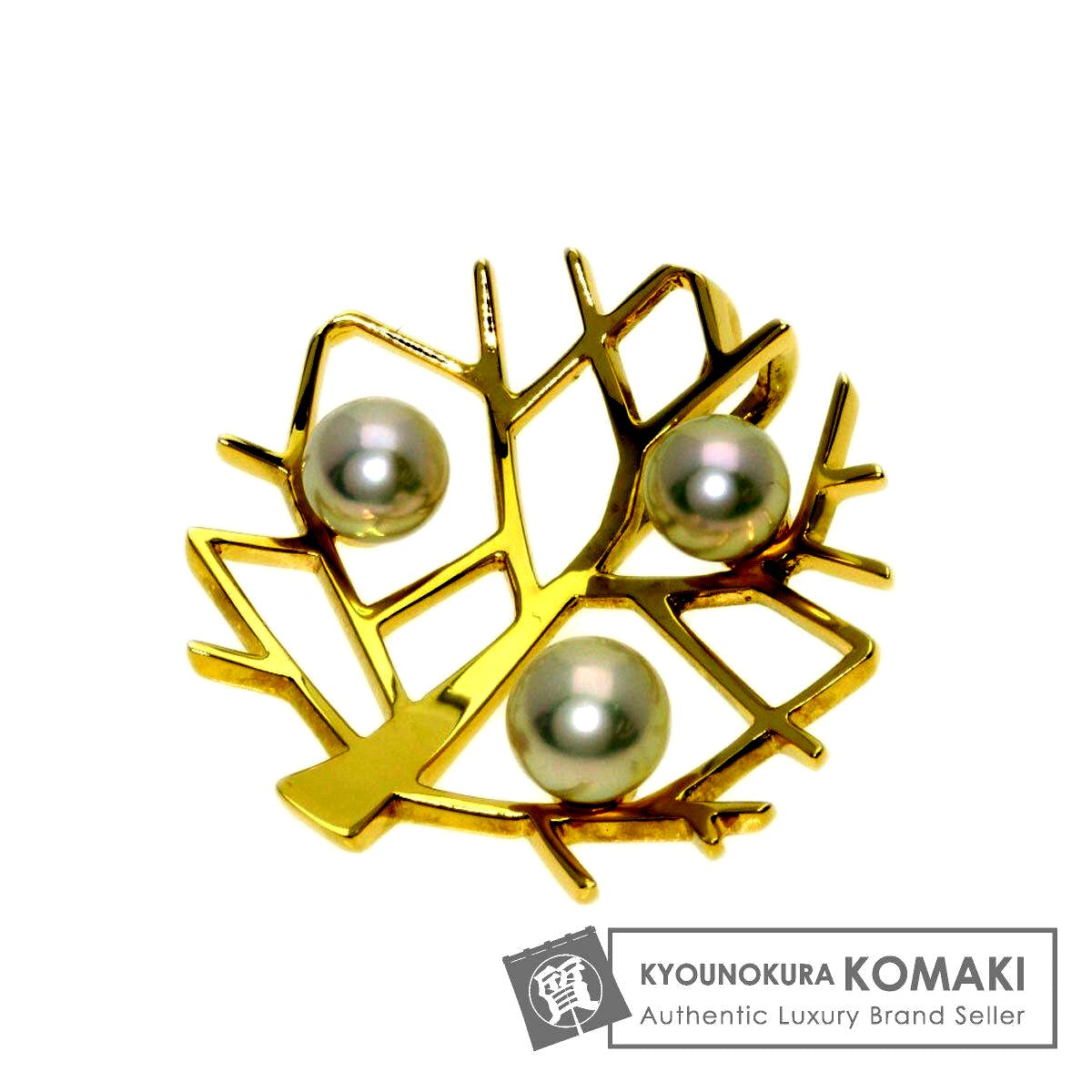 Mikimoto Happiness Tree Pearl Pendant Top in yellow gold K18YG with 4mm pearl for women