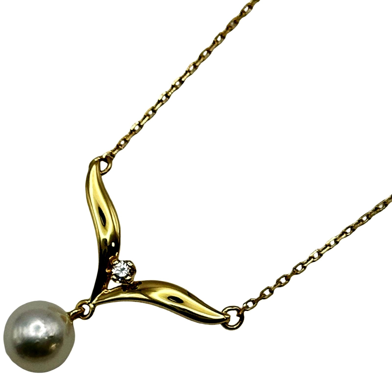 Mikimoto Pearl Necklace in Gold K18 with 19.2 mm pearl and 40 cm chain for ladies
