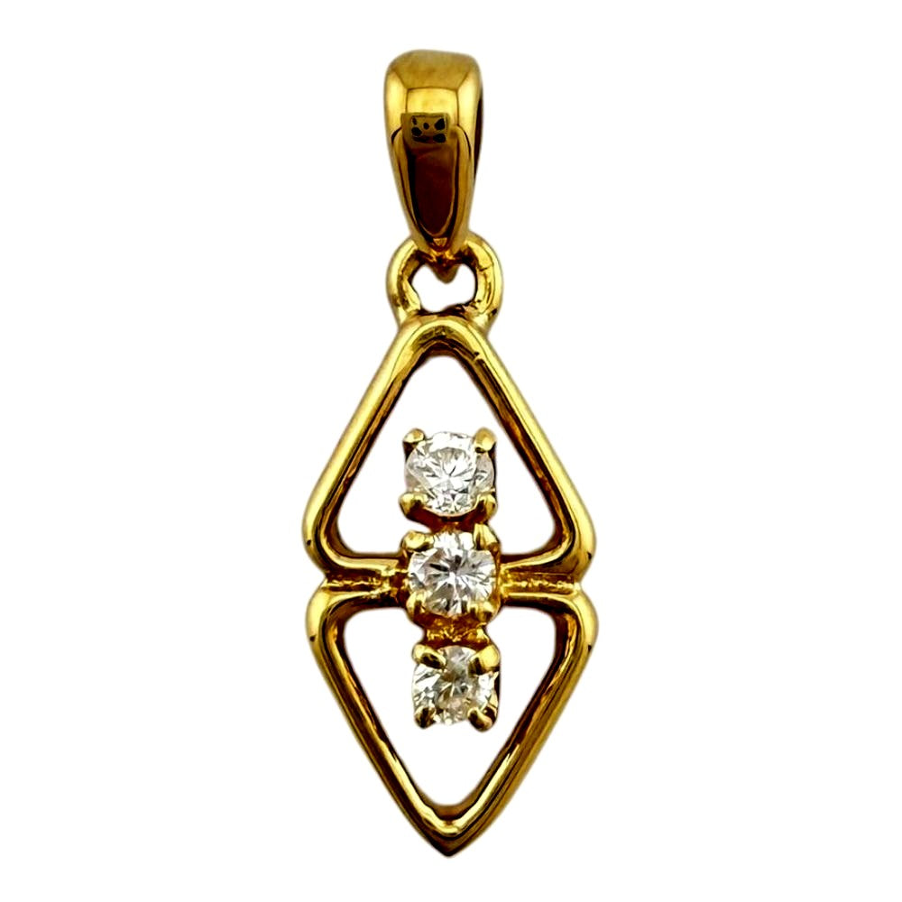 Mikimoto 18K yellow gold pendant top with one diamond, measuring 6.5mm by 18mm
