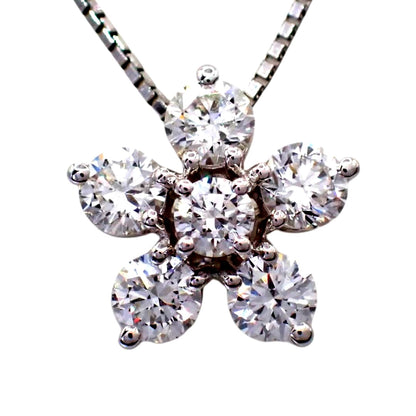 Tasaki pearl necklace pendant with 0.53ct diamonds on 45cm white gold chain featuring flower design