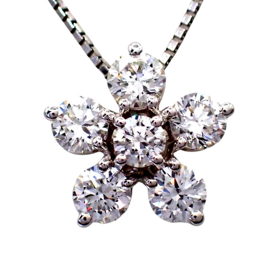 Tasaki pearl necklace pendant with 0.53ct diamonds on 45cm white gold chain featuring flower design