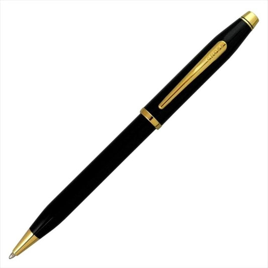 Cross 412WG-1 black lacquer oil-based ballpoint pen with twist mechanism and single ring mid-shaft body