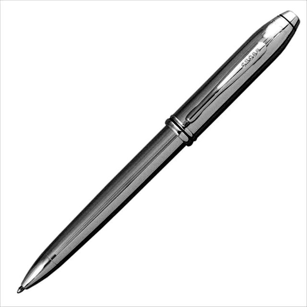 Cross Twist Townsend ballpoint pen in chrome with black and gold, brass body, 14.7 cm length