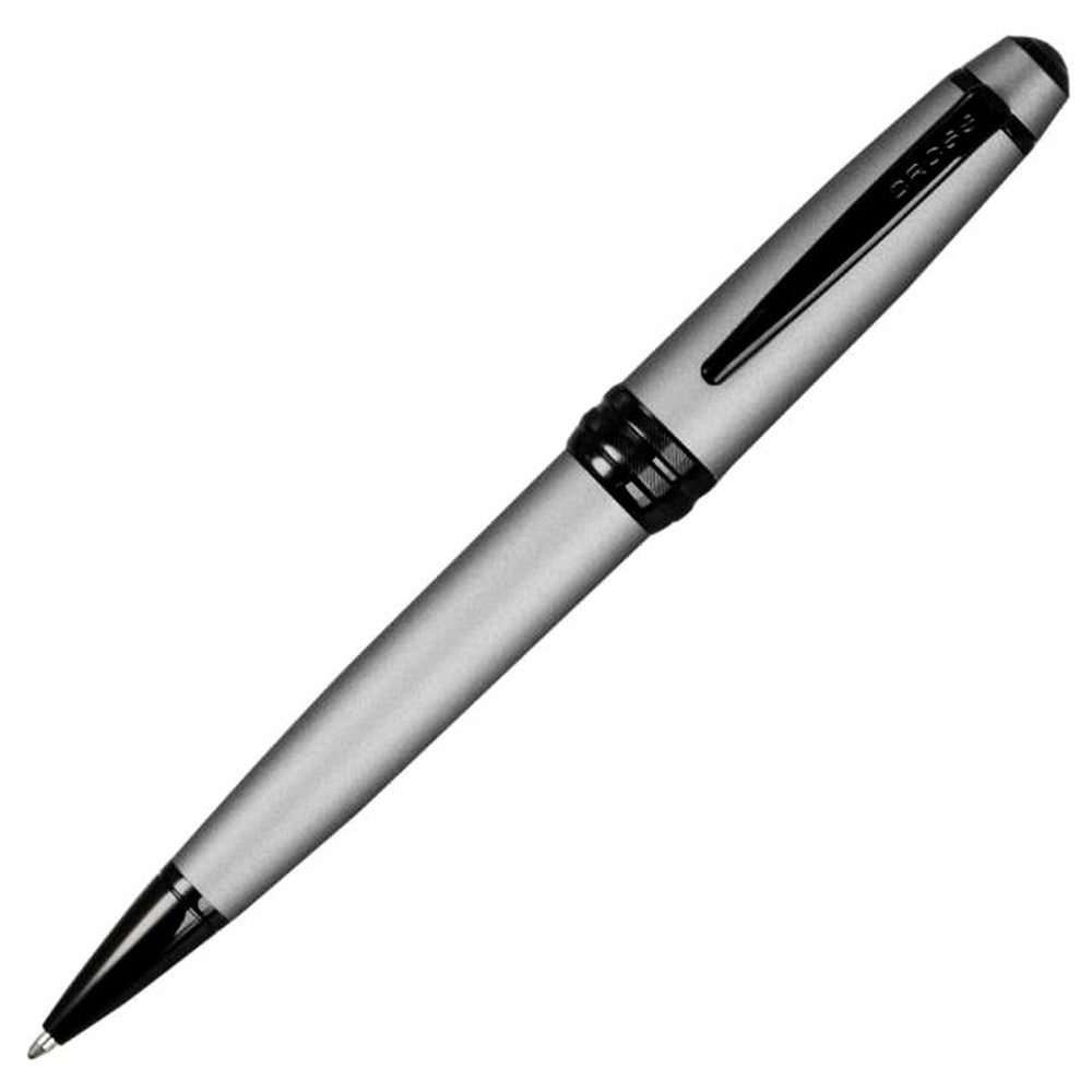 CROSS matte gray ballpoint pen NAT0452-20 with brass barrel, lacquer finish, and black PVD accents