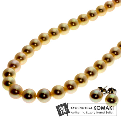 Tasaki pearl necklace and earring set with 7.5-9.4mm pearls on a 42cm white gold and silver chain