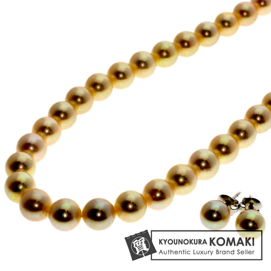 Tasaki pearl necklace and earring set with 7.5-9.4mm pearls on a 42cm white gold and silver chain