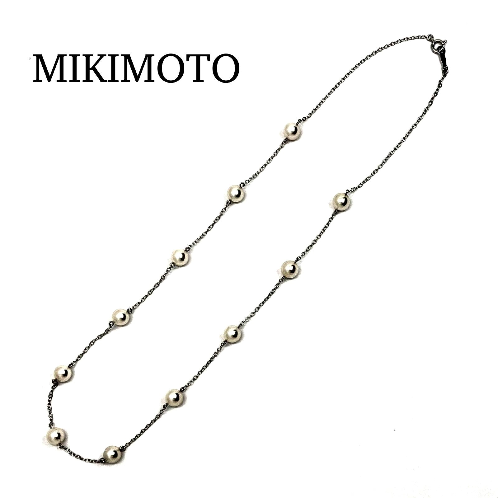 MIKIMOTO station pearl necklace with 6.2-6.4mm pearls on a 46cm K18 white gold chain