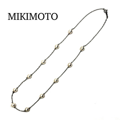 MIKIMOTO station pearl necklace with 6.2-6.4mm pearls on a 46cm K18 white gold chain