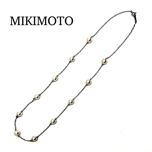 MIKIMOTO station pearl necklace with 6.2-6.4mm pearls on a 46cm K18 white gold chain