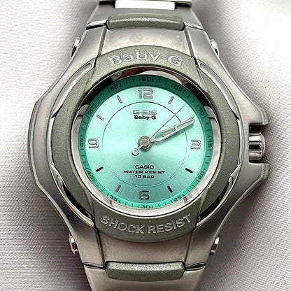 Casio Baby-G STG-100 wristwatch in silver with ice blue dial and 100 meter water resistance