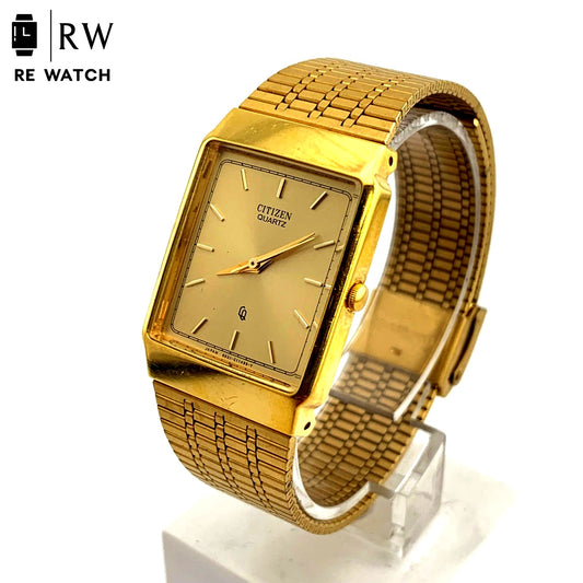 Used CITIZEN 6031-G03715 gold quartz watch with mesh band showing gold base metal body only