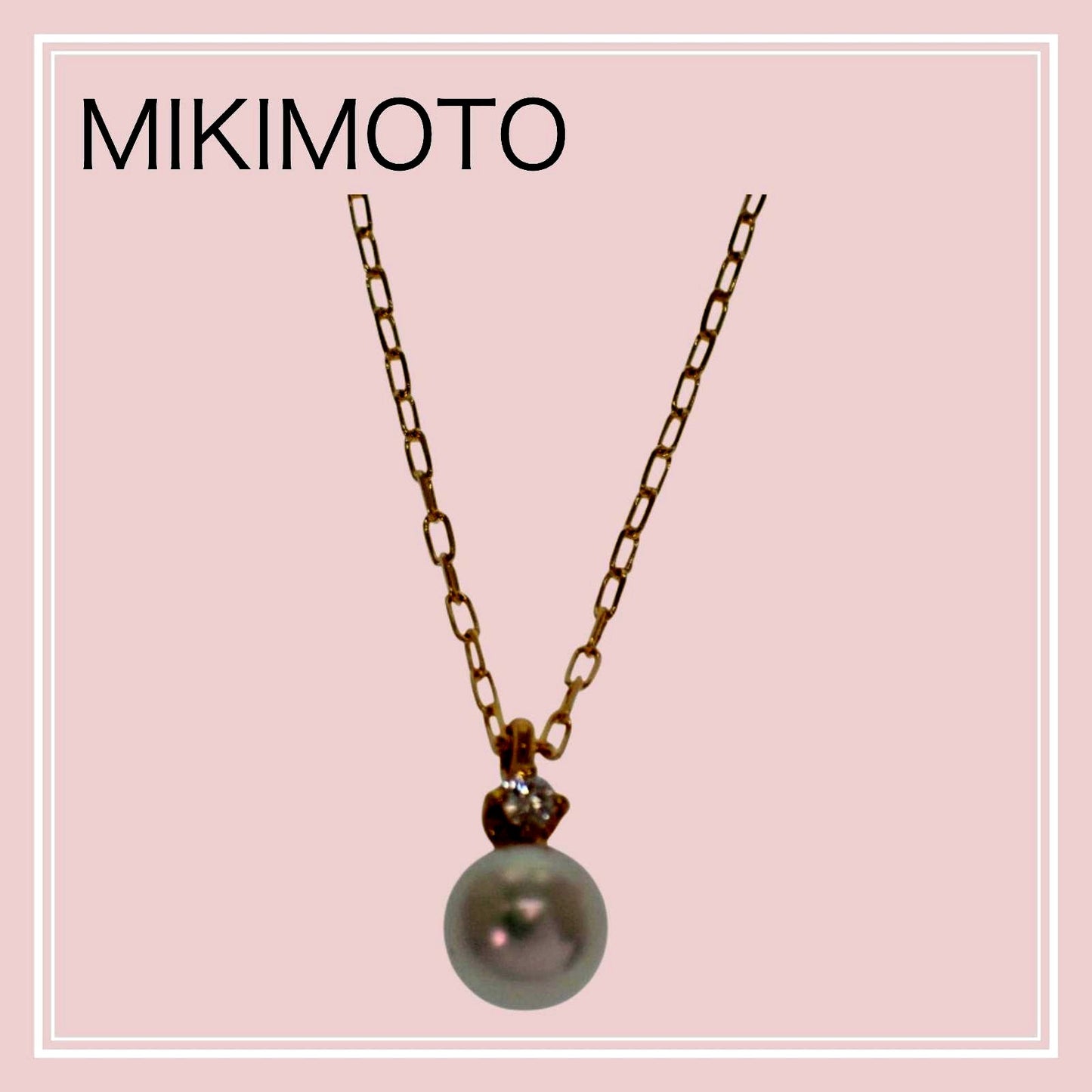 MIKIMOTO PP-20495K pearl pendant necklace with 18K yellow gold chain and Akoya pearl with diamond