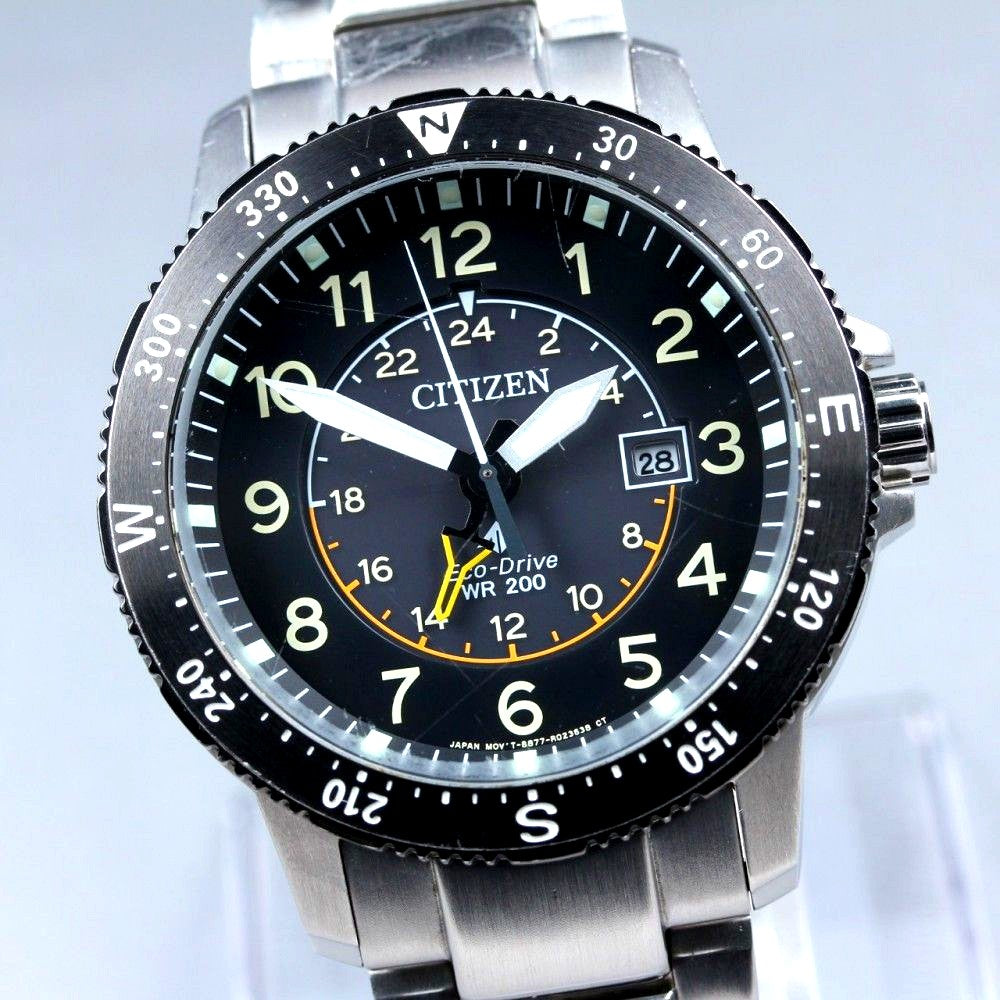 Citizen Promaster B877-R009257 solar-powered men's sports watch with 43mm case, black dial and stainless steel band
