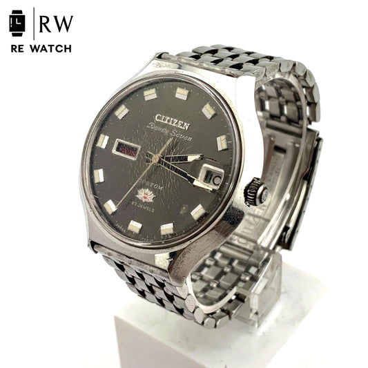 Used Citizen Dandy Seven 1732-1K automatic black watch with stainless steel band, main body only