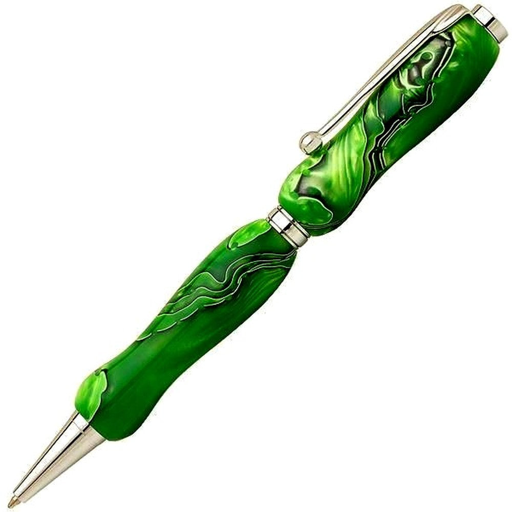Green Marble Acrylic Ballpoint Pen with Cross Type 0.7mm Tip Handmade in Japan