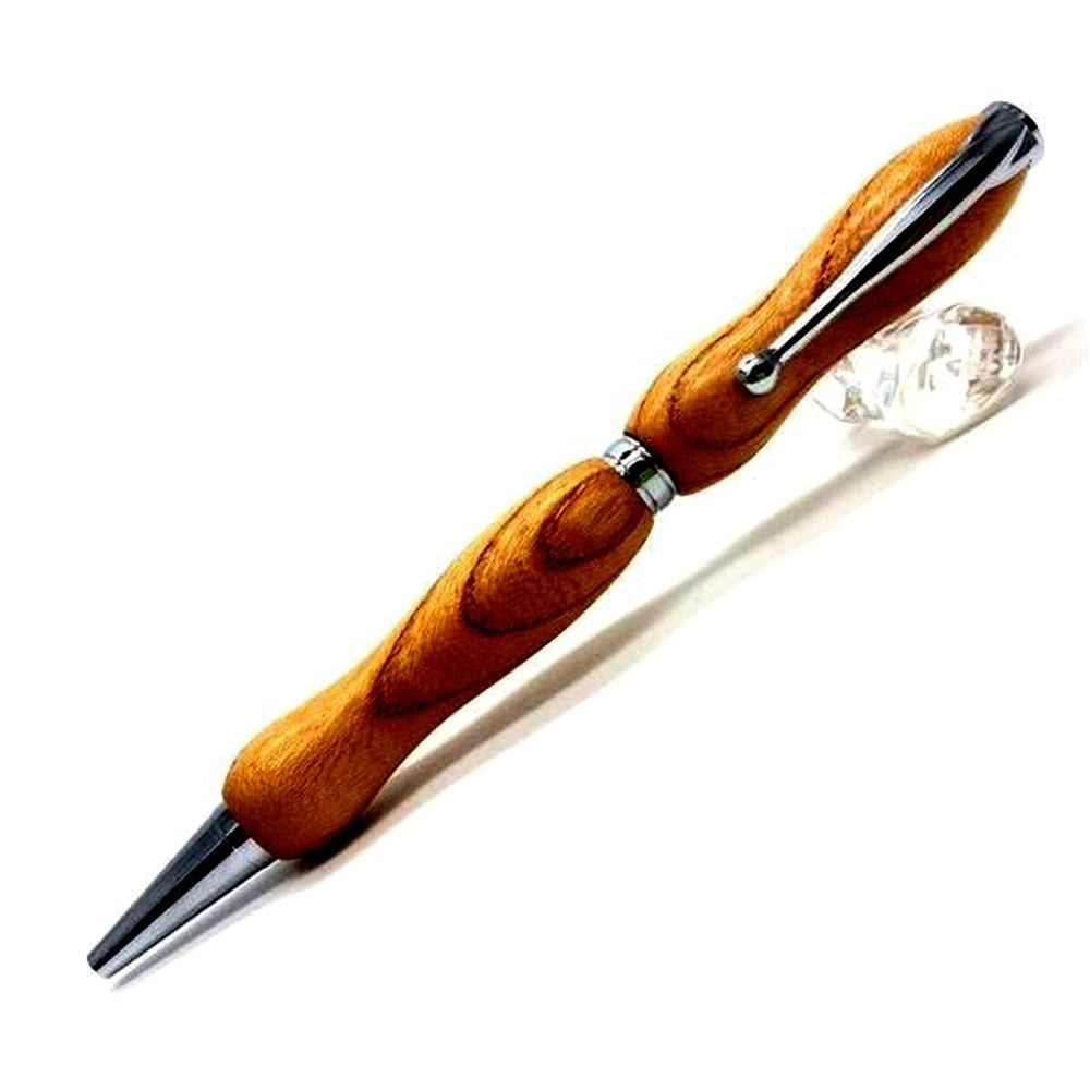 Kyaki Made in Japan handcrafted cross-type wood ballpoint pen with 0.7mm sharp point and Mitsubishi SK-8 core