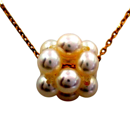 Tasaki 3mm pearl baby flower necklace in yellow and white gold with 40cm chain