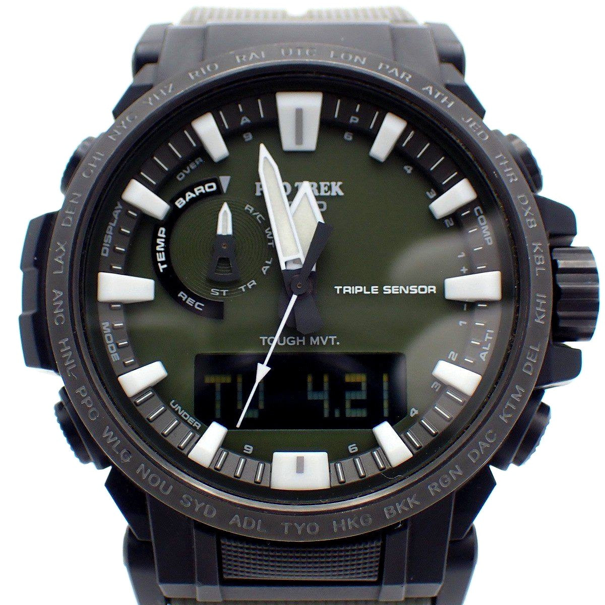 Casio Pro Trek PRW-61Y-3JF khaki solar atomic wristwatch with resin band and stainless steel case