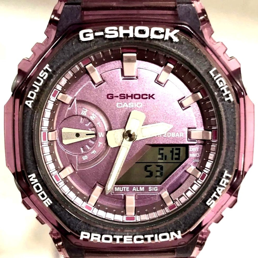 Used Casio G-Shock GMA-S2100SK women's pink metallic skeleton digital analog watch with box