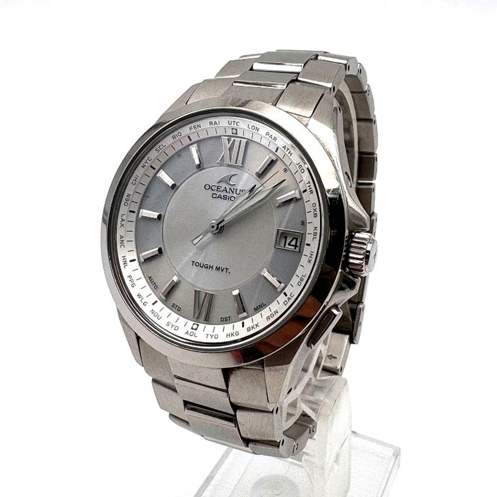 Casio Oceanus OCW-S100 solar titanium watch with silver dial and sapphire glass